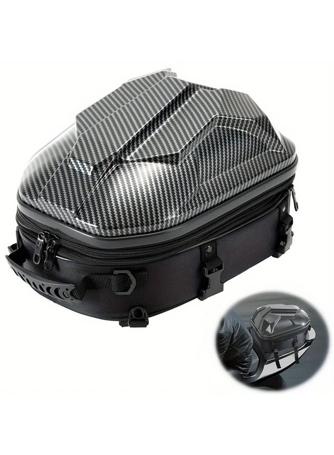 Carbon Fiber Motorcycle Tail Bag 20L Waterproof Hard Shell Helmet Storage Travel Backpack - Image 1